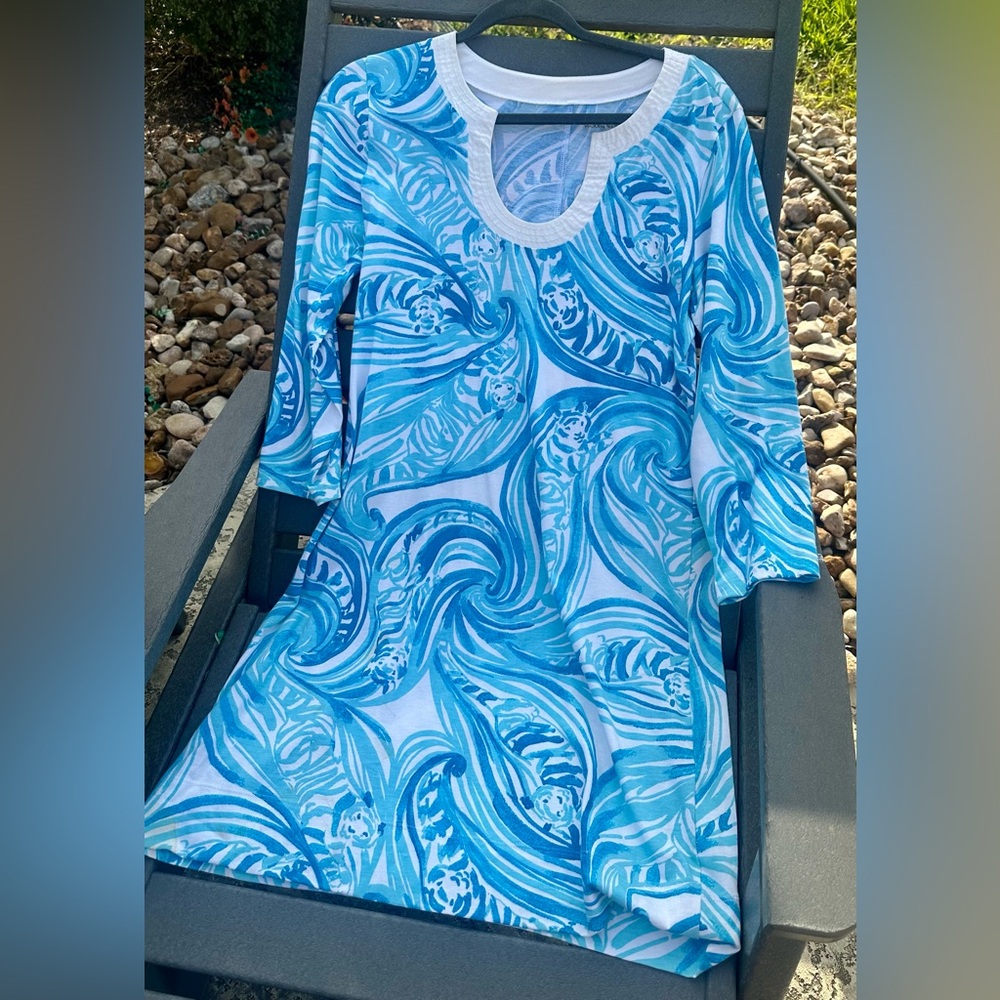 Lilly Pulitzer Blue Tiger Print Dress | Women’s Medium | Resort Style